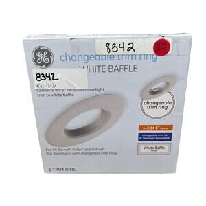 GE Lighting Changeable Trim Ring White Baffle. 5”-6” Fixtures. {99}.